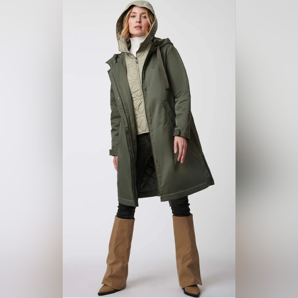 NEW! Bernardo Green Modern Utility Raincoat With Removable Bib Size XL - Picture 16 of 16